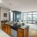 living space with the kitchen and large window