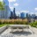 patio area outdoors with city behind
