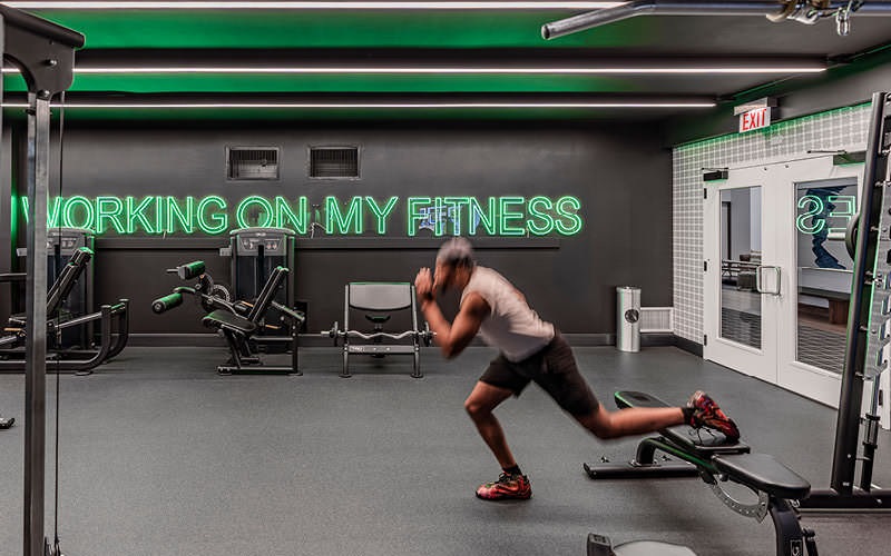 man working out in fitness center